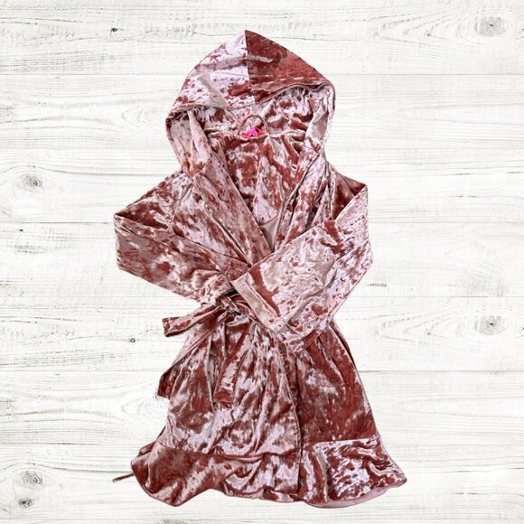 Betsey Johnson Blush Velvet Robe XS/SMALL - Picture 1 of 5